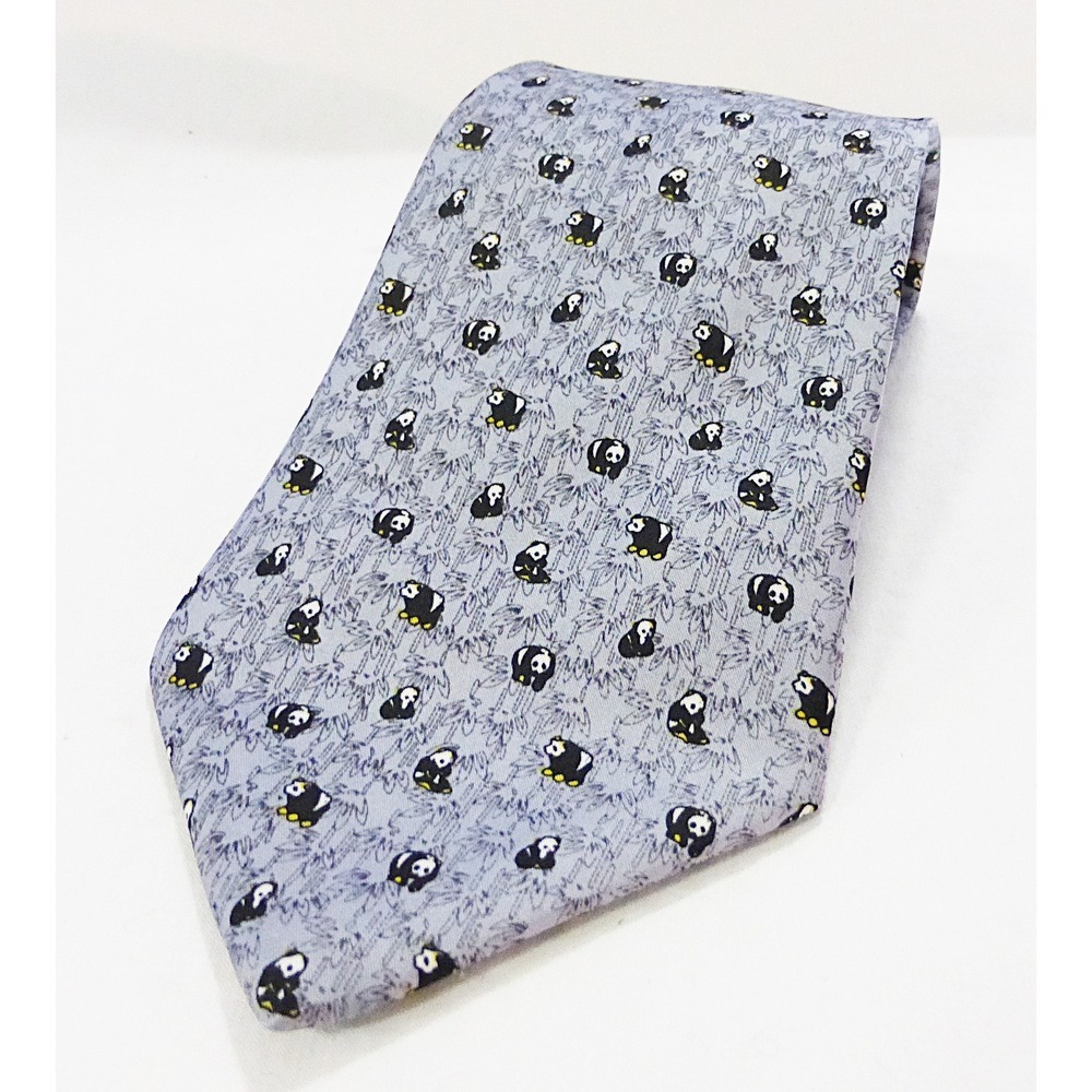 Kai men neck tie office tie hand made silk panda print Academia Career